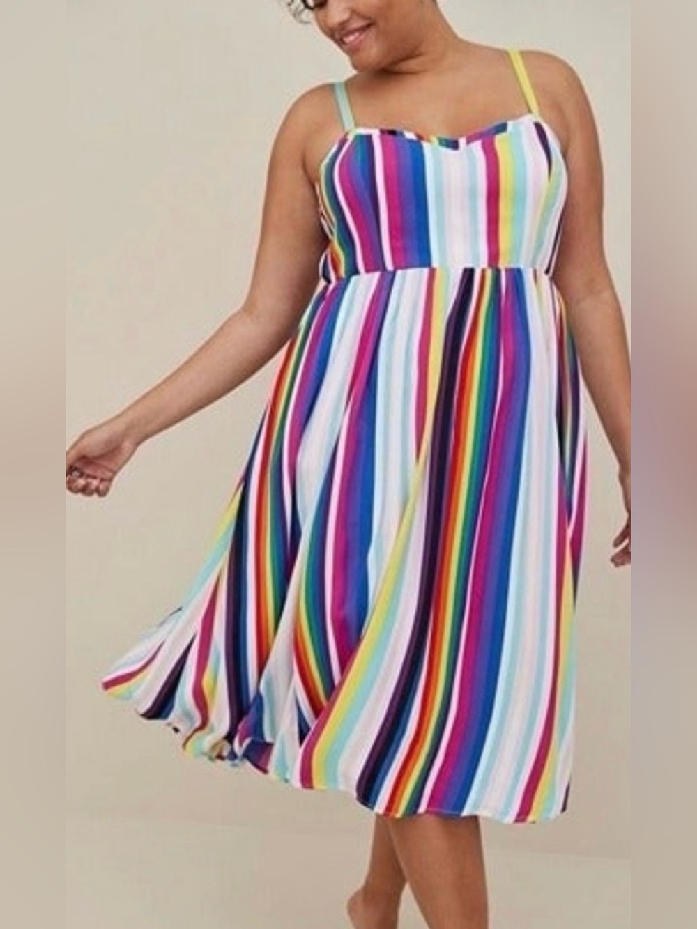 NWT Torrid Rainbow Striped Midi Dress